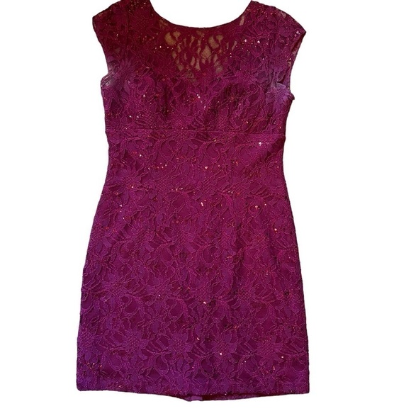Adrianna Papell Dresses & Skirts - Magenta Lace Sequin Dress by Adrianna Papell